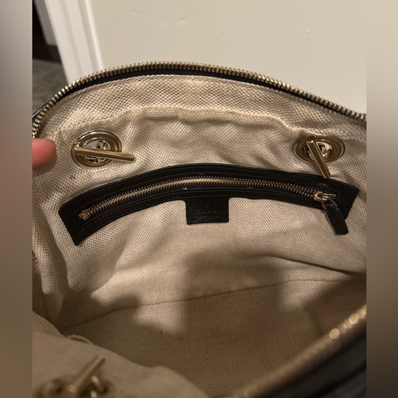 Black leather Gucci Handbag with Gold Accents - Picture 3 of 3
